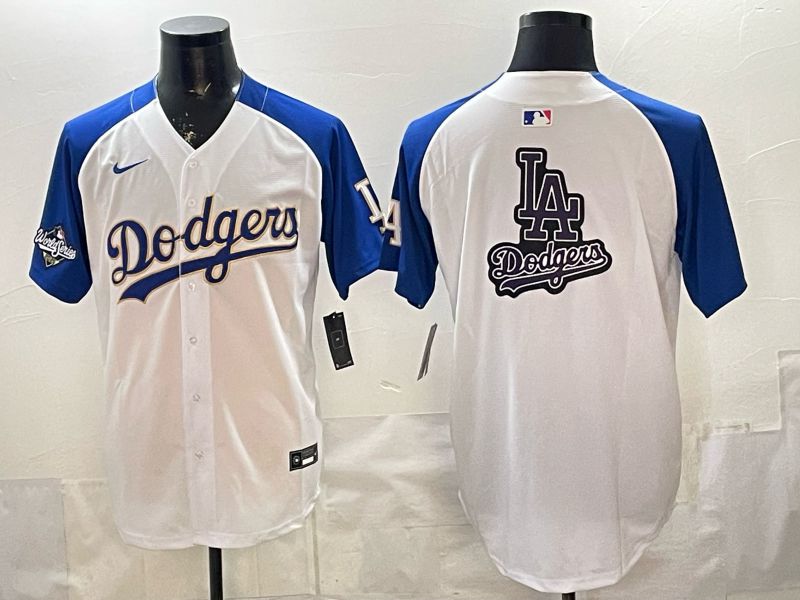 2026 Men Nike Los Angeles Dodgers Blank White blue Game MLB Jersey 0012